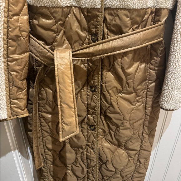 Polo Ralph Lauren women’s Belted Quilted & Sherpa Cream and Brown Coat - Picture 7 of 11
